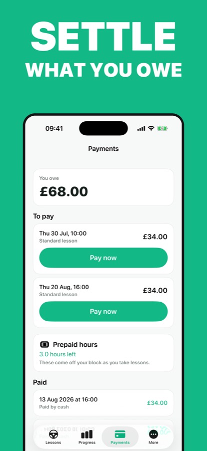 What they owe in the Roadworthy Student app.